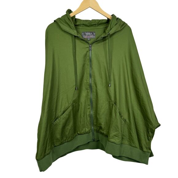 Torrid Green Twill Dolman Zip-Front Anorak Jacket Plus Lightweight Size 4 NWT - Picture 2 of 8